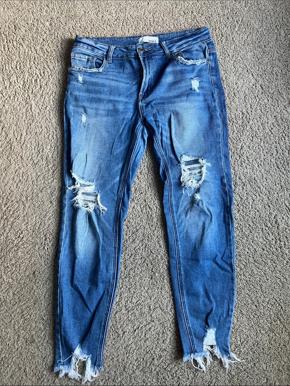 VERVET BY FLYING MONKEY Distressed Blue Skinny Jeans